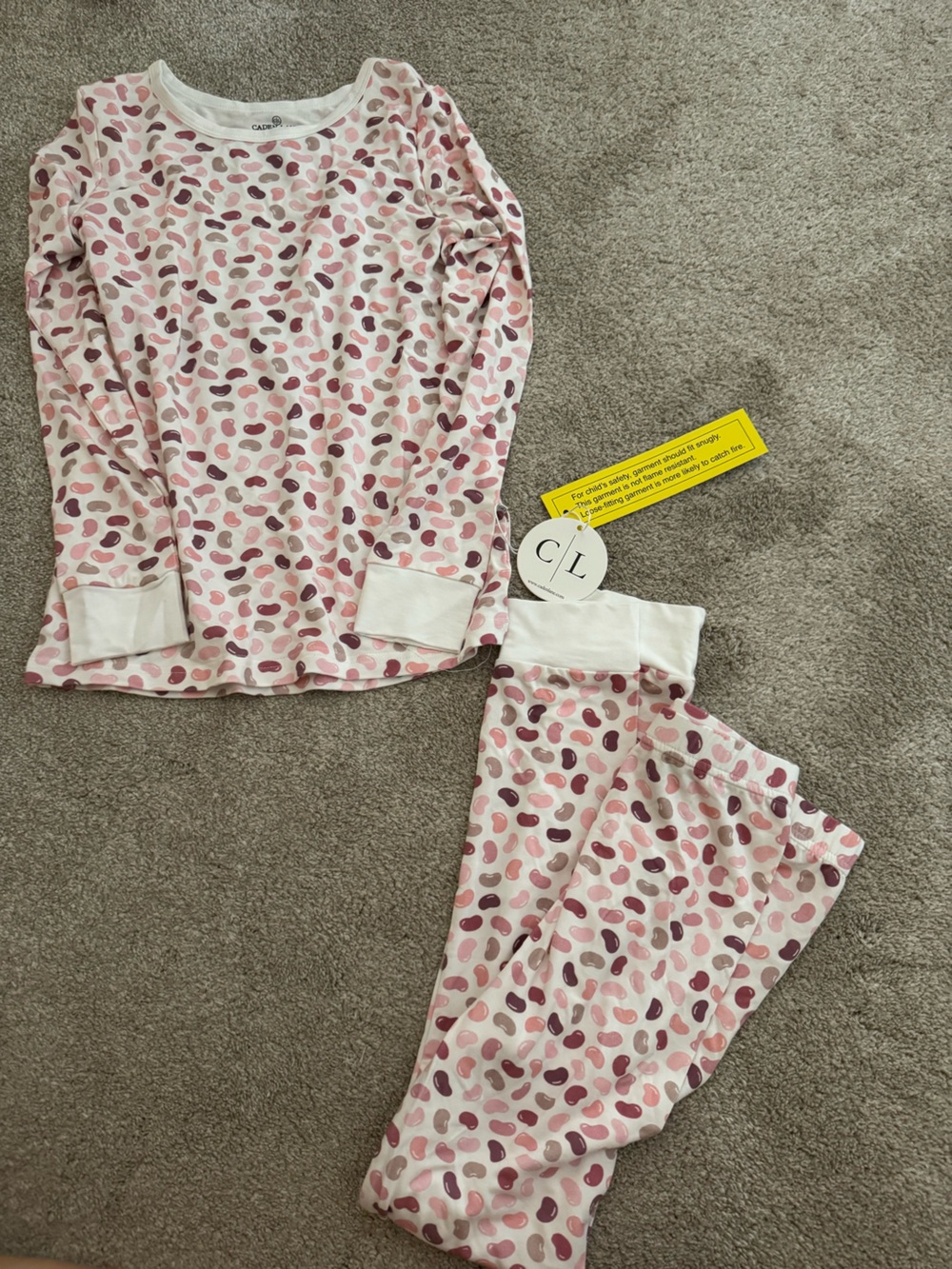Caden Lane Girls Pink and Mauve Heart-Print Pajama Set size 9/10